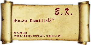 Becze Kamilló névjegykártya